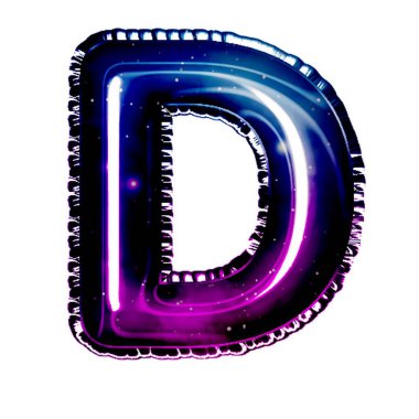 D harfi beyaz üzerine galaksi biçimi