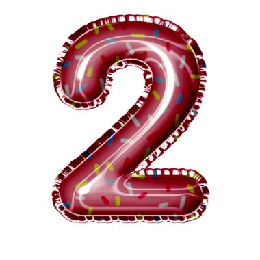 2 numaralı folyo balonu beyaz üzerine serpiştirilmiş.