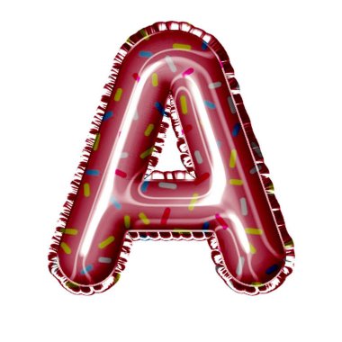 Beyaz üzerine serpiştirilmiş folyo balonu harfi