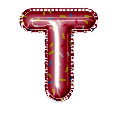 Beyaz üzerine serpiştirilmiş folyo balonu harfi