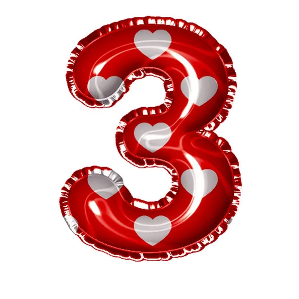 Number Foil Balloon Hearts White — Stock Photo, Image
