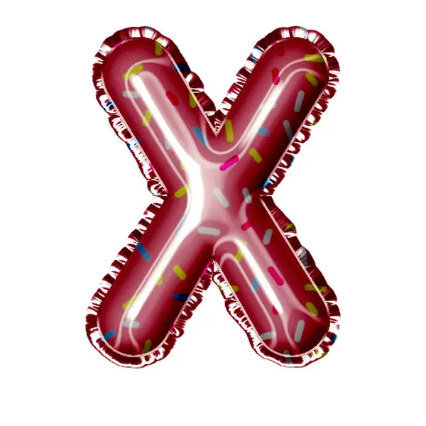 字母X在白色上洒水的铝箔气球 — 图库照片
