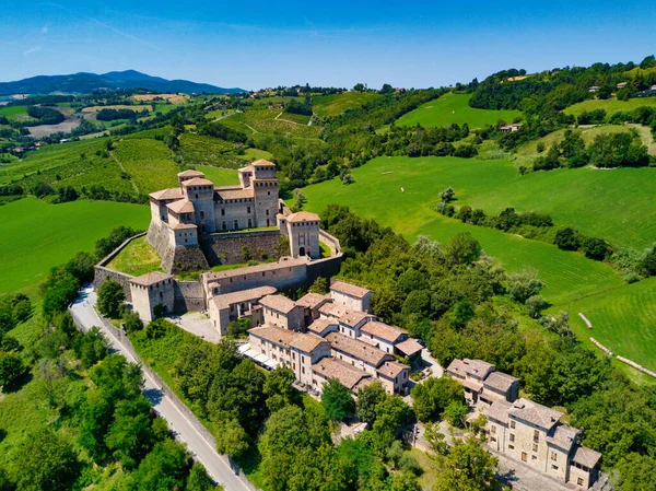 Vedere Aeriană Castelului Torrechiara Parma Italia — Fotografie, imagine de stoc