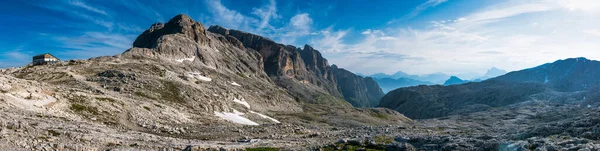 Flykt Till Dolomiterna Italien Högupplöst Bild Gjord Olika Bilder Hopsydda — Stockfoto