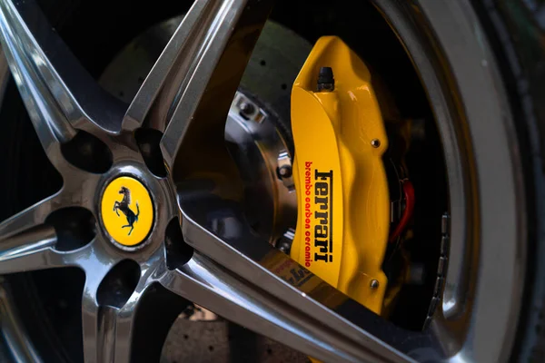 Σαν Μαρίνο Ιταλια Αυγουστοσ 2019 Ferrari 458 Sportscar Wheel Detail — Φωτογραφία Αρχείου