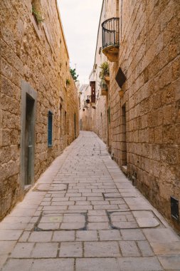Mdina, Sessiz Şehir, sokak manzarası. Malta.