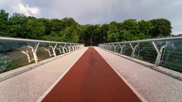 Nieuwe Voetgangersbrug Geopend Mei 2019 Tussen People Friendship Arch Saint — Stockfoto