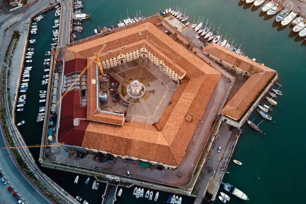18世纪五边形建筑Mole Vanvitelliana的空中景观 Ancona Marche Region Italy — 图库照片