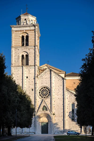 Fermo Kathedraal Gevel Tegen Blauwe Lucht Regio Marche Italië — Stockfoto