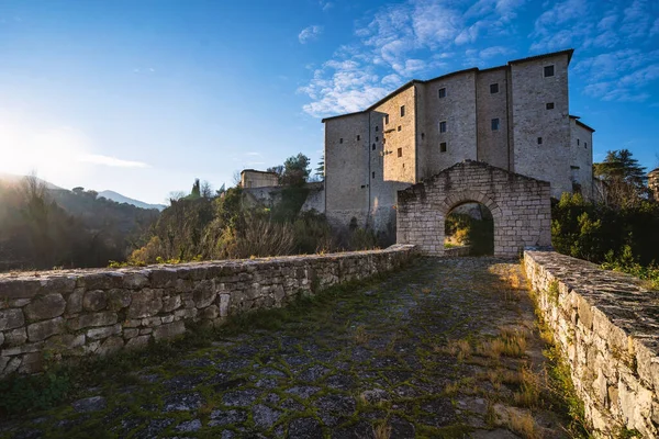 Malatesta Fortress Pohled Mostu Cecco Ponte Cecco Ascoli Piceno Itálie — Stock fotografie