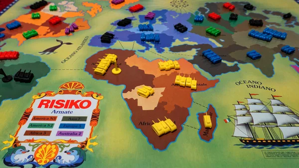 2018年1月1日 Risiko 这是一款策略棋盘游戏 是意大利独立的风险衍生游戏 源自1957年法国游戏 世界大赛 — 图库照片