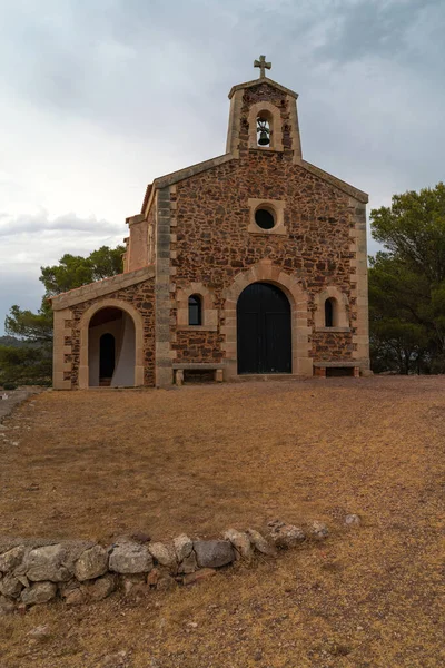 Eremita Fatima Church Mahon White Cloudy Sky Menorca One Balearic — Stock Photo, Image