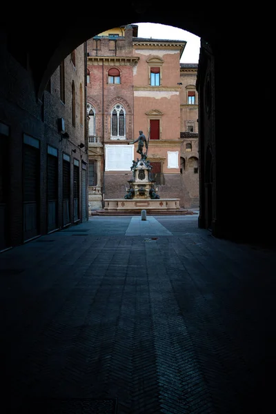 Fontanna Neptuna Bez Ludzi Bolonia Włochy — Zdjęcie stockowe