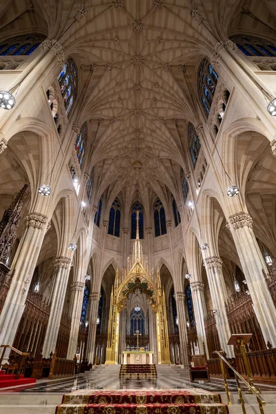 Nova Iorque Fevereiro 2020 Catedral São Patrício Vista Interior Altar — Fotografia de Stock