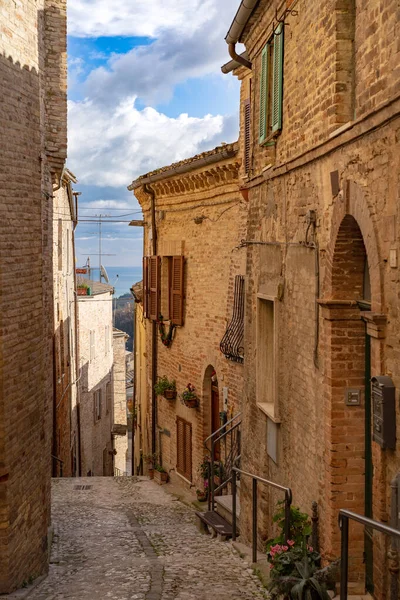 Rua Estreita Ripatransone Pequena Aldeia Marche Itália — Fotografia de Stock