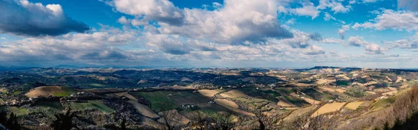 Vue Aérienne Panoramique Vallée Depuis Ripatransone Région Des Marches Italie — Photo