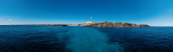 Favritx Deniz Feneri Panoramik Manzarası Menorca Spanya Ait Akdeniz Deki — Stok fotoğraf
