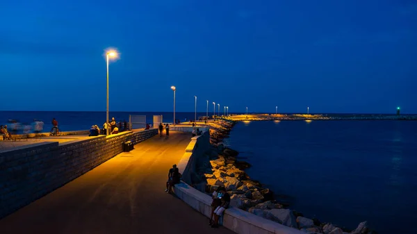 Transi Italy August 2020 Panoramic View Trani Port Marina Night — 图库照片