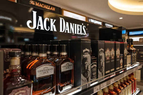 New York February 2020 Jack Daniel Whiskey Display — Stock Photo, Image