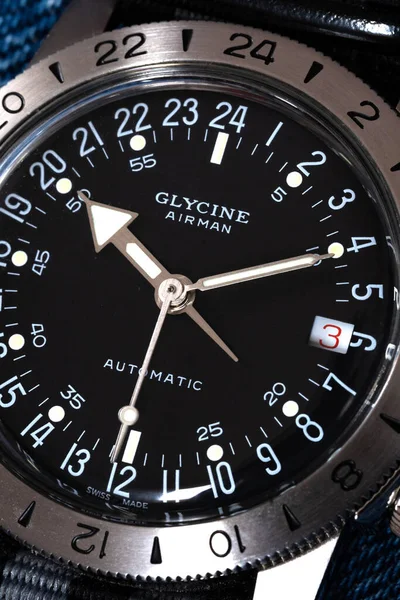 Бология Италия Октябрь 2020 Винтажные Часы Glycine Airman Glycine Watch — стоковое фото