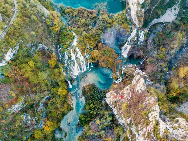 Vista Panorámica Aérea Del Agua Turquesa Cascada Parque Nacional Los — Foto de Stock