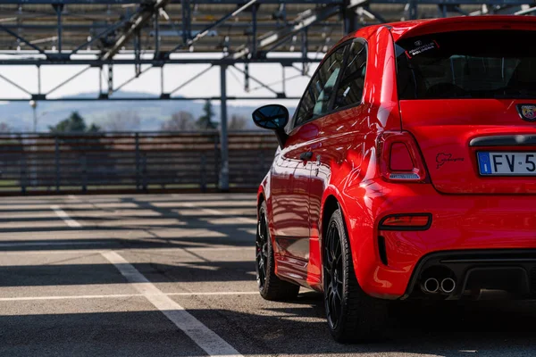 Bologna Itálie March 2021 Red Fiat 595 Abarth Competizione Detail — Stock fotografie