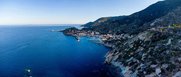 Giglio Porto Panoramatický Letecký Pohled Ostrov Giglio Toskánsku Itálie — Stock fotografie
