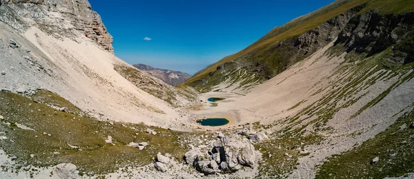 Pilato Jezera Křišťálové Vody Letecký Pohled Sibillini Hory Marche Regionu — Stock fotografie