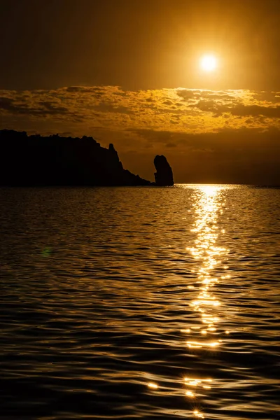 Campese Bay Panoramatický Výhled Při Západu Slunce Ostrov Giglio Toskánsku — Stock fotografie