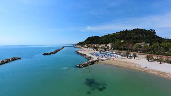 Vista Aérea Playa Pedaso Pequeño Pueblo Costa Adriática Italia —  Fotos de Stock