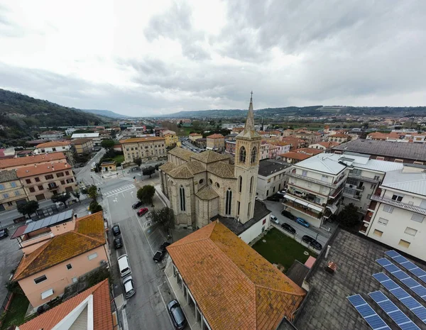 Αεροφωτογραφία Της Εκκλησίας Pedaso Ένα Μικρό Χωριό Στην Αδριατική Ακτή — Φωτογραφία Αρχείου