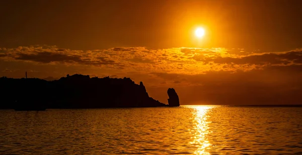Baía Campese Vista Panorâmica Pôr Sol Giglio Island Toscana Itália — Fotografia de Stock