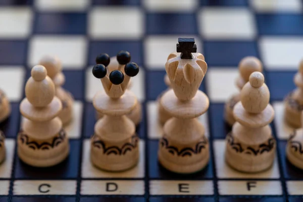 国际象棋游戏 白片挑战胜利 浅水区深度 — 图库照片