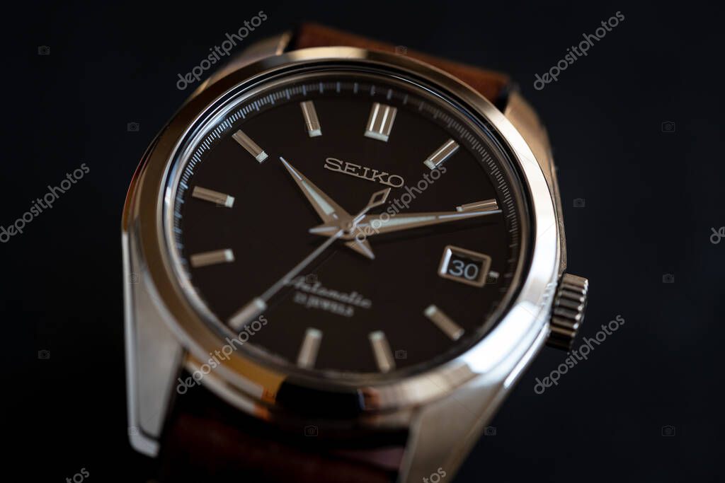BOLOGNA, ITALY - OCTOBER 2021: Seiko SARB033 dress watch. Seiko is a Japanese company manufacturing watch products, precision instruments and mechanics.  Illustrative editorial.