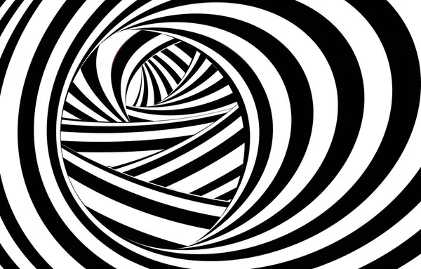 Black White Hypnotic Wormhole Tunnel Optical Illusion Background — Stock Vector