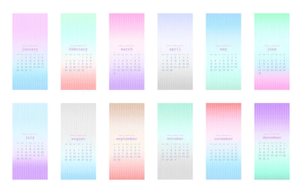 Set Mit Weichem Farbverlauf Hintergrund Mit 2024 Kalender Die Woche — Stockvektor