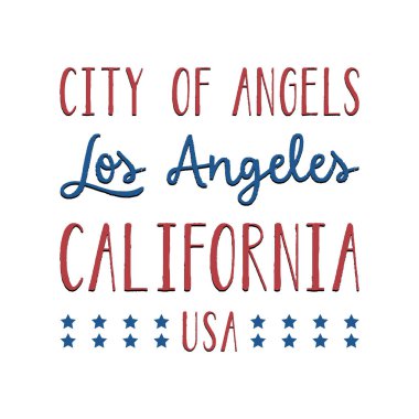 Los Angeles melekler şehri ve Kaliforniya tipografisi ile el yazısı tişört ve diğer kullanım alanları.