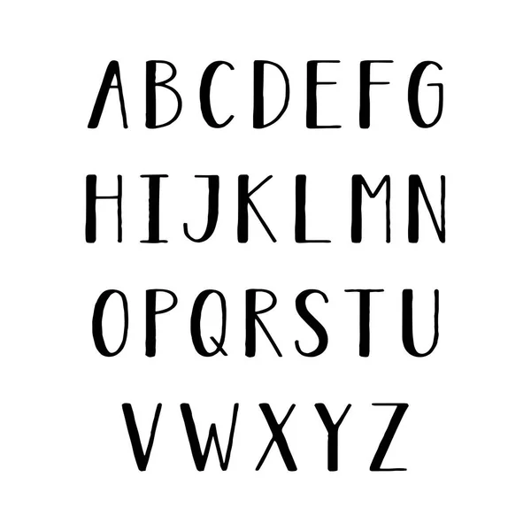 Alphabet Étroit Dessiné Main Lettres Hautes Minces Majuscules Sur Fond — Image vectorielle
