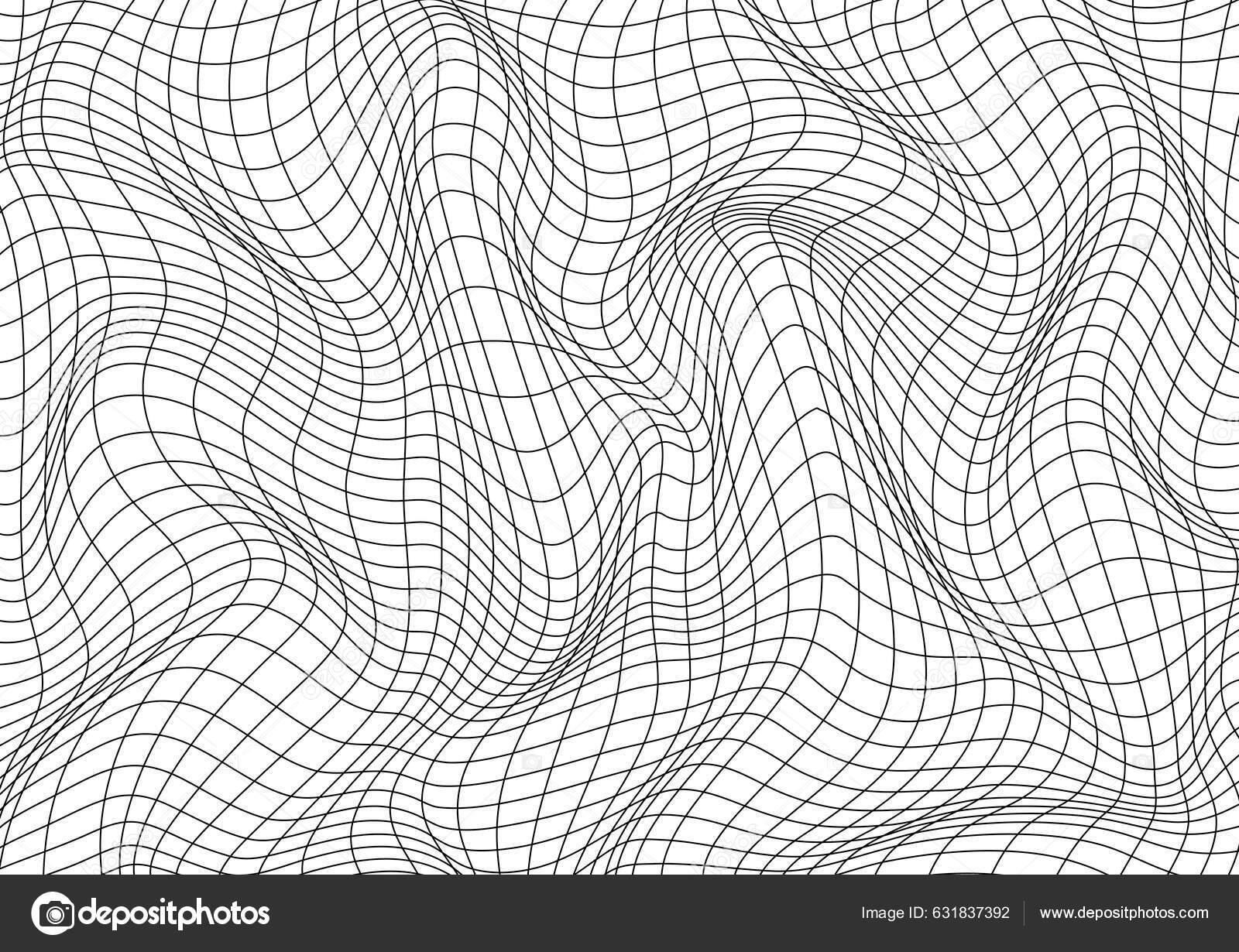 Черные Волнистые Линии Рисунок Белом Фоне Векторная Иллюстрация.