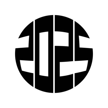 2025 yılı yuvarlak şekilli. Vektör illüstrasyonu