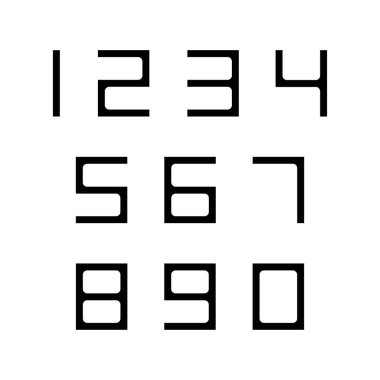 Siyah tipografi tasarım elementleri olan sayılar kümesi. Vektör illüstrasyonu.