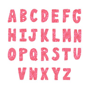 Sıvılaştırma desenli kırmızı ve pembe el alfabesi.