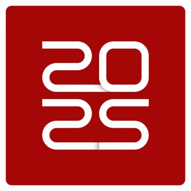 2025 yılı logosu gölge efektli. Vektör illüstrasyonu.