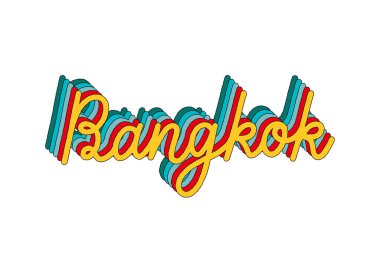 Bangkok el harfleri 3D izometrik efekt ve gökkuşağı desenli.