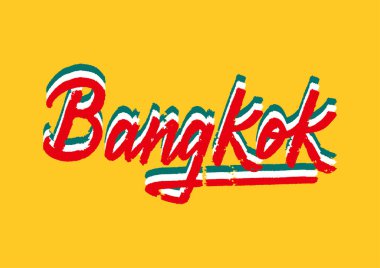 Bangkok el yazısı, 3D izometrik efektli. Vektör illüstrasyonu.