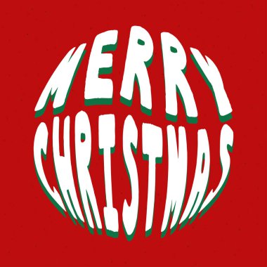 Yuvarlak şekilli mutlu noel mektupları. Vektör illüstrasyonu