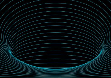 Siyah ve mavi hipnotik solucan deliği optik illüzyon arka planı.