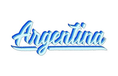 Argentina hand lettering with 3d isometric effect and rainbow patterns. clipart