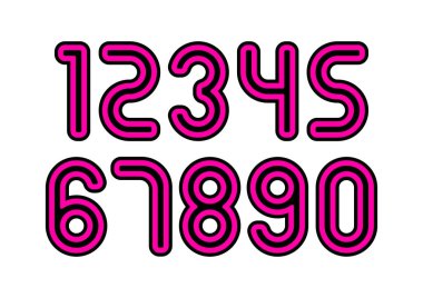 Siyah ve pembe tipografi tasarım elementleri olan sayılar. Vektör illüstrasyonu.