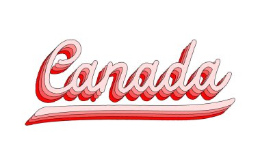 Kanada el yazısı 3D izometrik efekt ve gökkuşağı desenli.